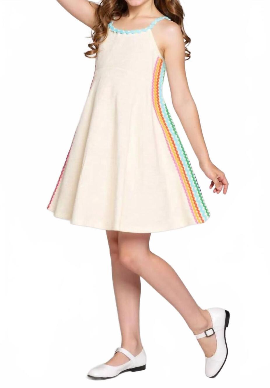 NEW HANNAH BANANA girl's fit & flare ric rac dress in ivory